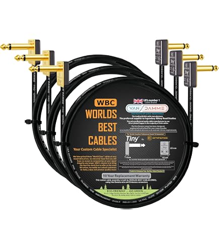 Cavo Pedale Per Chitarra Van Damme Pro Grade Classic XKE 50 Cm | 3 Unità Con Connettori Angolati In Oro Eminence Tiny