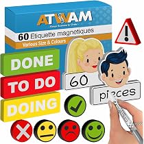 Lot De 54 étiquettes Magnétiques Effaçables 80x30 Mm - Pour Tableau Blanc, Frigo, Bureau, Réinscriptibles à L'infini