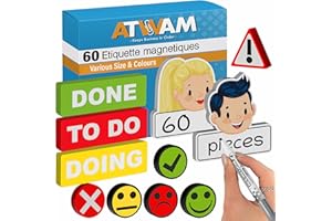 ATWAM 60 Étiquettes Magnétiques Effaçables & Inscriptibles - Scrum - Lot de aimants et Accessoires inscriptibles pour Tableau Blanc, Tableau magnétique, Tableau magnétique et réfrigérateur