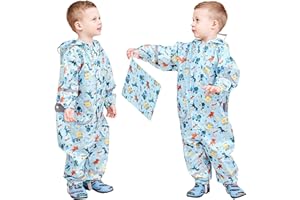 FILOWA Chubasquero Niño Impermeable con Capucha Transpirable Chaquetas Plegable Traje de Lluvia Agua Estampado Encapuchado Mono Ligero Unisexo Infantil Bebé Impermeable 1-9 Años