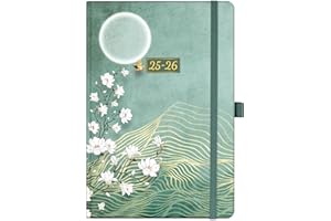 KAMAKING Academic Diary 2025 2026 - A5 Diary 2025-2026 Week to View, Aug.25 - Jul.26, with Beautiful Hardcover Design, Elastic Closure and Back Pocket, Green, 21.5 x 15.5 x 1.5 cm