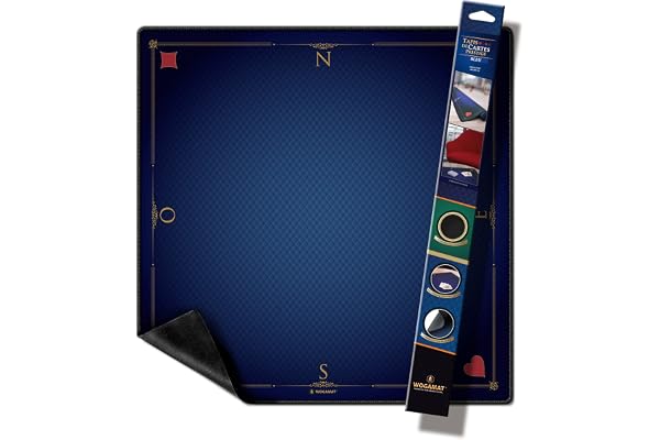 WOGAMAT Officiel - Tapis De Carte À Jouer Luxe Bleu pour Tarot, Poker, Contrée, Coinche 60 X 60 Cm Neoprene Epais et Antiderapant –Glisse des Cartes Parfaite, Tous Jeux de Cartes