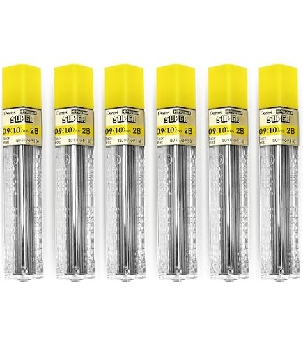 Pentel Mine di ricambio per matite automatiche e meccaniche (confezione da 6, 0,5 mm B