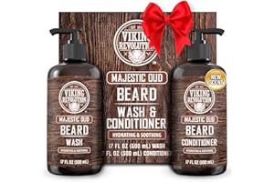 Viking Revolution Beard Wash and Beard Conditioner for Men with Argan Oil and Jojoba Oil - Beard Softener and Strengthener Beard Care Beard Care Beard Shampoo and Conditioner with Beard Oil (17 uncji,