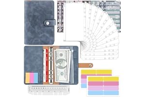 Mlife 26 Pcs Raccoglitore di Bilancio A6，Money Binder con Buste Cerniera Trasparenti, Fogli di Budget,Adesivi Per Etichette, Per Conservare Denaro,Budget Binder Per Piani Mensili di Denaro