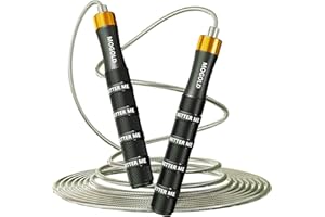 Mogold Springseil für Herren, Damen, Kinder, Premium-Qualität, Jumprope mit Doppelkugellager, 360-Grad-Drehung, Springseil mit 4 mm dickem 3 m langem PVC-Stahldrahtseil für Fitness, Workout, Crossfit