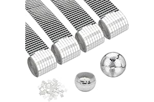 JINSION 4 Rouleaux 6400 Pièces Mosaique Miroir Autocollant,Miroirs Auto-Adhésifs Carreaux de Mosaïque,5 x 5 mm Mosaique Miroir,Mini Carreaux Mosaïque Carrés Verre,Facettes Disco a Coller pour DIY Décoration