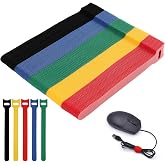 Sylalxeba Pack of 100 Reusable Cable Ties with Velcro, 15 cm Multi-Coloured Cable Management Tapes, Adjustable Cable Organize