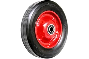 PRODUCTPRO Product Pro 8" (200mm) Solid Rubber Wheel - Red Steel Rim - for 16mm Axle Shaft