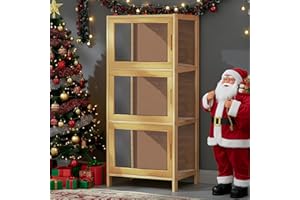 CHZIMADE Glass Display Cabinet 3 Shelf with Acrylic Glass Door 43 x 32 x 97cm Floor Standing Clear Showcase for Collectibles Trophy Books