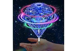 Dhapy Hover Fliegender Ball, Fliegendes Spielzeug mit LED Licht, Federbelastetes Schwebender Ball, 360°Rotierenden Magischer Drohne, Flying Spinner Für Jungen Mädchen Indoor Outdoor