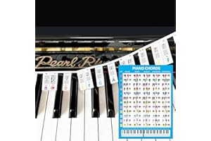 JYCSTE Bunte abnehmbare Piano Keyboard Note Etiketten mit Klavier Akkord Chart Poster, Silikon Piano Noten Aufkleber Guide für Anfänger, wiederverwendbar 88 Key Full Size Piano
