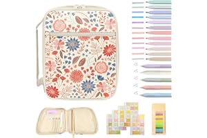 SHAEOTEK Flower Bible Cover Case for Women, Bible Carrying Bag Set with Handle, Bible Bag Study Kit and Study Supplies with Zipper, Gift for Daughter Friends Teacher Nurse