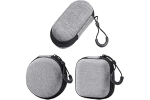 COACOM 3 przenośne twarde etui na słuchawki w kolorze szarym na ucho, idealne do przechowywania słuchawek, kabli, kluczy, kart pamięci i małych przedmiotów, etui na słuchawki