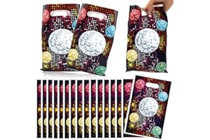 BEAMELY 30 Pcs Disco Party Gift Bags for Kids, 70s 80s Disco Goodies Bags with Handle Treat Candy Snack Bags Party Favor Fillers Supplies for Birthday Baby Shower Christmas Halloween