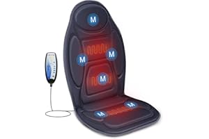 Snailax sedile massaggiante, Sedile massaggiante con calore e vibrazione per schiena e collo, massaggiatore per la schiena per il relax a casa e in ufficio, regali per uomini donne