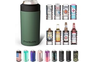Frost Buddy Universal Buddy Can Cooler - Fits All - For Regular 12 & 16 oz or Slim-Size Bottles - Insulated Double-Walled Stainless Steel (Olive)