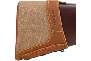 Tas Trost Gewehr-Knopfstockverlängerung, Retro, Leder und Segeltuch, zum Überziehen, Schrotflinten / Stoßschutz (Khaki)