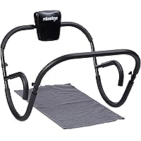 Relaxdays, Attrezzo per Addominali AB Roller, Allenamento a Casa, Potenziamento Muscolare, Pieghevole Uomo, Nero, M