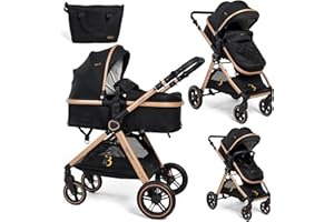 Bebelissimo - Poussette transformable - combinée - convertible - 2 en 1 - poids 0-22kg - Nicea - noir