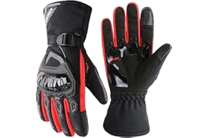TAGVO Guanti Moto Invernali Caldi Antivento Impermeabile, Protezione nocche Dita palmari Guanti da Equitazione Moto Touch Screen Funzione, Manicotto Ben Cucito con Polsino Ben Aderente