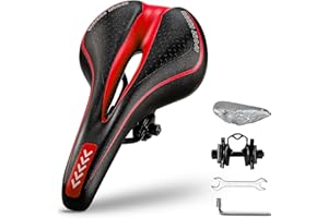 Asvert Sella per Bici Mountain in Gel Sedile Bicicletta Ergonomica con Nastro Riflettente Comoda Imbottitura in Memory Foam con Molle Adatta a Tutti i Tipi di Biciclette