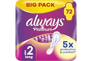 Always Platinum Long (Size 2) Sanitary Towels with Wings 18 Pads x 4