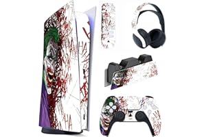 PlayVital Pegatina Completa para ps5 Edición Digital - Calcomanía Vinilo para Consola, Control, Estación de Recarga, Control Remoto y Audífonos, Adhesivo Piel (Clown Hahaha)
