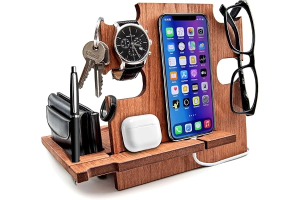 Cadeau pour Homme, Station d'accueil, Cadeau Homme, Cadeau ami, Cadeau pour Lui, Cadeau Mari, Cadeau pour Papa (Marron)