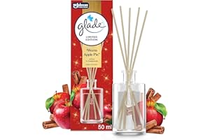 Glade Reed Diffuser, Home Fragrance Infused with Essential Oils, Room Freshener With Up to 5 Weeks of Continuous Fragrance, Limited Edition Christmas Air Freshener, Warm Apple Pie, 50ml
