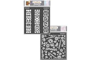 CrafTreat African Tribal Stencils for Crafts Reusable Vintage - Folk Art Borders and Folk Art Background (2Pcs) - Size: 6X6 Inches - Tribal Pattern Stencil for Furniture Painting - African Stencils