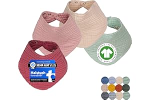 FURORA BABY Lätzchen Baby Musselin (super soft) Bio Baumwolle (GOTS & OEKO TEX 100) | Großes Baby Lätzchen Mädchen Junge, Sabberlätzchen Neugeborene - 4 Jahre Kinder | Halstuch Baby Dreieckstuch
