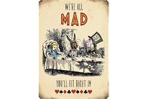 THE ORIGINAL METAL SIGN Fridge Magnet - Alice in Wonderland - We're All Mad - Tea Party