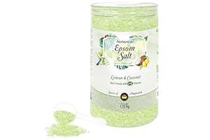 Nortembio Epsom Salt 1,25 Kg. New Lemon and Coconut Fragrance. Epsom Salts Hydrated with Vitamin C and E. Bath Salts and Personal Care. EBook Included.