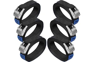 BB Sport Spännband Spännrem Remmar Spänne Svart 250 kg 6 stycken 2,5cmx1m | Spännremmar, TÜV, Straps, Luggage Strap, Buckle Strap, Kort, Lastsäkring, Släpvagn, DIN EN 12195-2, Polyester