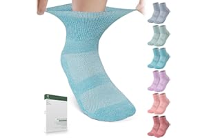 Bulinlulu Bamboo Viscose Diabetic Socks for Women&Men,6 Pairs Non Binding Diabetic Ankle Socks,Wide Socks Size 6-9 9-11