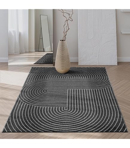 The Carpet Mistra Tapis Résistant Tissé Plat Design Moderne Idéal Pour La Cuisine Et La Salle à Manger Couleurs Tendance Extra Plat également Pour L'extérieur Bordure Gris 80 X 200 Cm