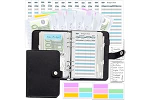 Planner per budget A6 in feltro di lana nero, raccoglitore per denaro con kit di accessori per budget, dimensioni personali-Harphia