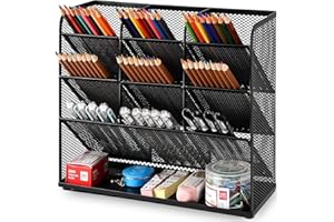 ‎MARBRASSE Marbrasse Netz-Schreibtisch-Organizer,Multifunktionaler Stiftehalter,Organizer Schreibtisch,Schreibtisch Organizer, Aufbewahrungs Regal für Schul und Heim Büro Bedarf (Schwarz)