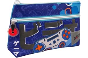 Go Pop - Astuccio con 2 Tasche Born to Play - Bustina per la Scuola per Cancelleria, Con Comoda Tasca Frontale, 22 l x 14 h x 6 p cm