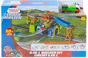 TRENINO THOMAS Thomas & Friends Trackmaster Pista Percy 6 en 1 con Tren motorizado Percy, Juguete para niños de 3 años GBN45