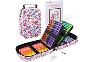 H & B 72 Colouring Pencils Set with Portable Zipper Bag Sketchpad Drawing & Art Supplies Kit Professional Colored Sketching Pencils Coloured Pencils for Artists Kids Adults Teens