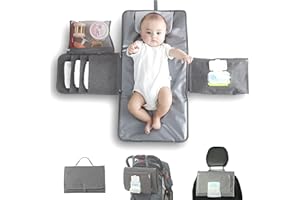 JanYoo Baby Portable Changing Pad with Wipes Pocket for Diaper Bag Wipeable Waterproof Newborn Travel Mat Shower Gifts (Solid Gray)