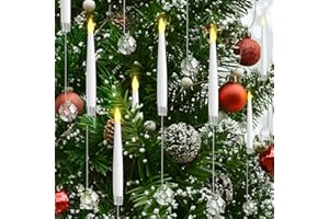Jubilin 12 Candele LED per Albero di Natale con Telecomando, Candele Fluttuanti con Sfera di Cristallo, Decorazione per la Casa del Matrimonio
