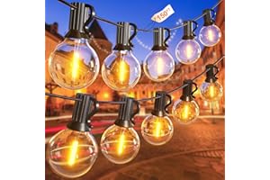 GLUROO Catena Luminosa Esterno 45M, Luci da Esterno Giardino G40 con 75+2 LED Lampadine Infrangibili, 2500K Bianco Caldo,Impermeabile Catena Luci Esterno per Terrazzo Bistrot
