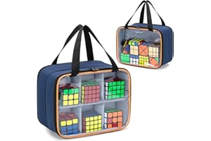 Luxja PVC Visible Speed Cube Storage with Inner Mesh Pocket, Double Layer Storage Bag Compatible with Rubix Cube Set (BAG ONLY)