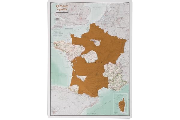 Carte de France à Gratter 59 x 42 cm - Poster à Gratter les Régions & Départements Français Visités - Maps International + de 50 ans d'expérience dans la cartographie