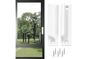 Zssxysm 2 Pezzi Maniglia Porta Esterna in Lega di Alluminio, Maniglia Porta a Soffietto Scorrevole con Viti per Finestra, Armadio, Cassetto, Balcone, Cucina, Ferramenta per Mobili (Bianco)