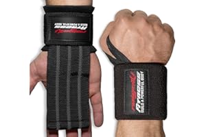 ‎RAIGEKI FITNESS BUILD A POWERFUL BODY Handgelenk Bandagen + Fast Grip Zughilfen [Set] Profi Schnellverschluss (+ Trainingspläne) für Fitness, Krafttraining & Bodybuilding - für Frauen und Männer