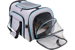 KEESIN Borsa pieghevole per gatti, espandibile in rete traspirante per animali domestici, borsa da viaggio per cuccioli e gatti con coperta e tracolla